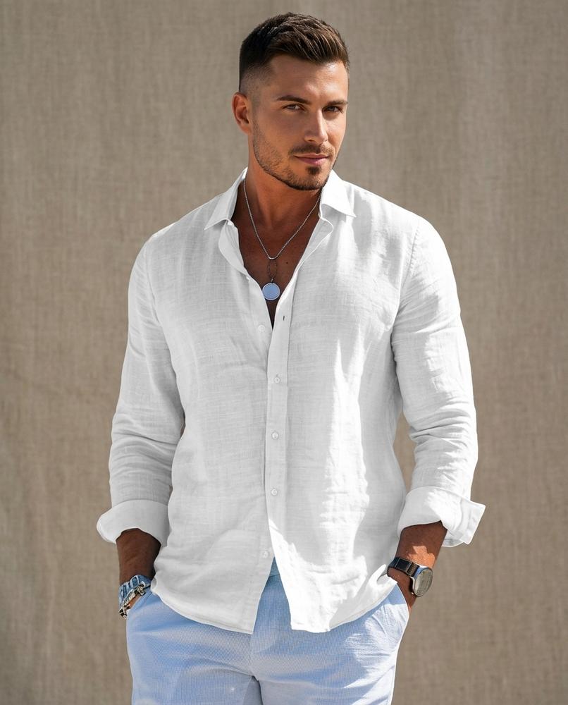Lands Fashion - Senal | Linen Long-Sleeved Shirt Men