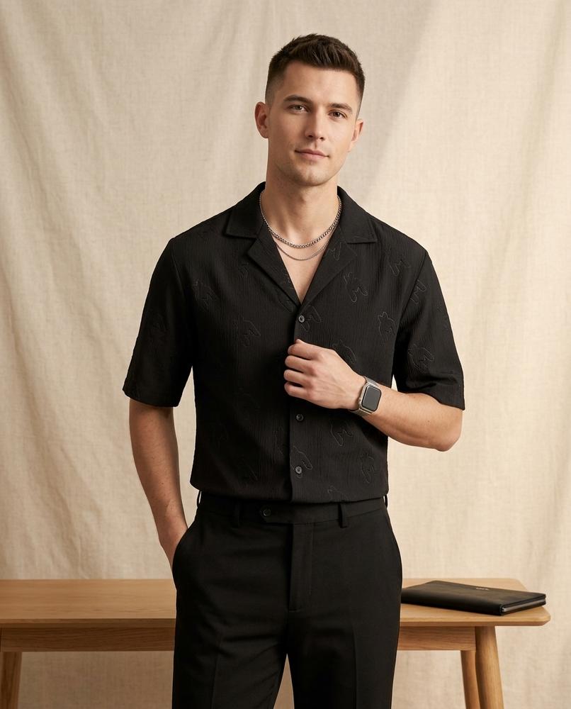 Lands Fashion - Mivan | Textured Short-Sleeved Shirt Men