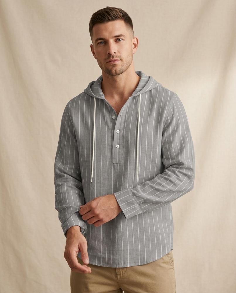 Lands Fashion - Losol | Hooded Striped Shirt Men