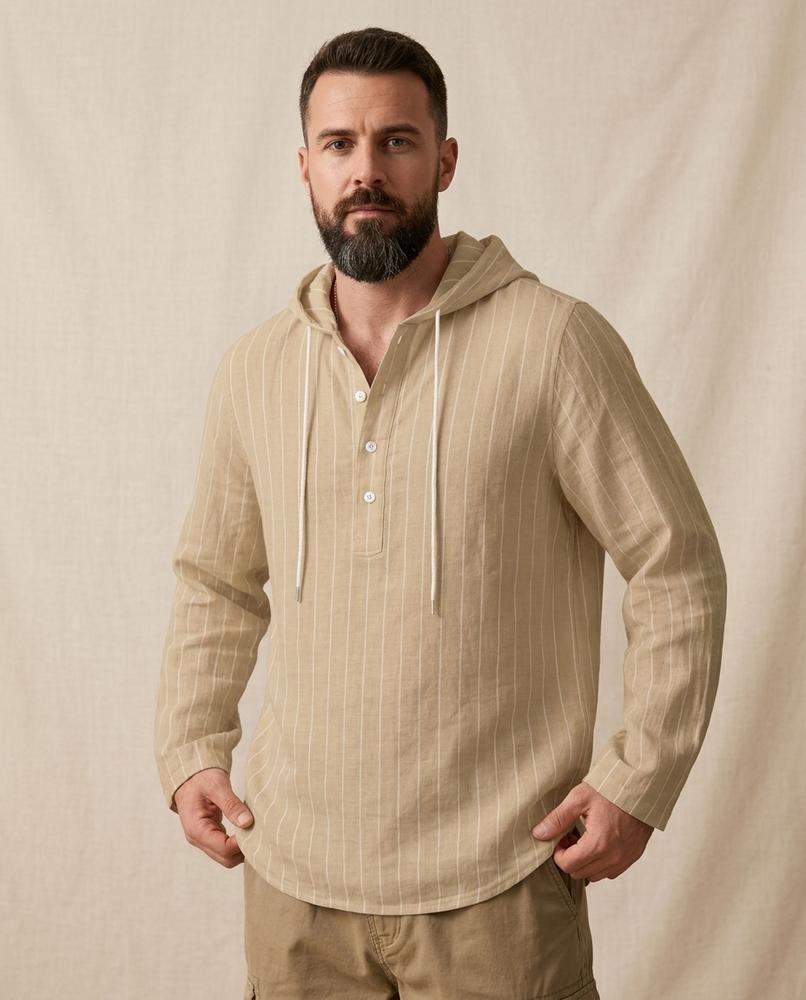 Lands Fashion - Losol | Hooded Striped Shirt Men