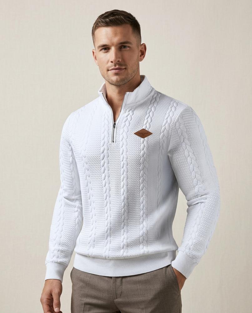 Lands Fashion - Lyser | Cable-Knit Quarter-Zip Sweater Men