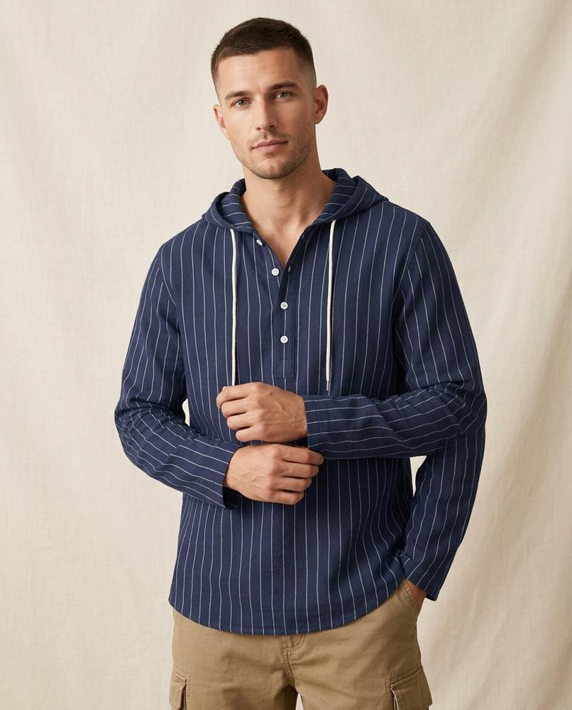 Lands Fashion - Losol | Hooded Striped Shirt Men