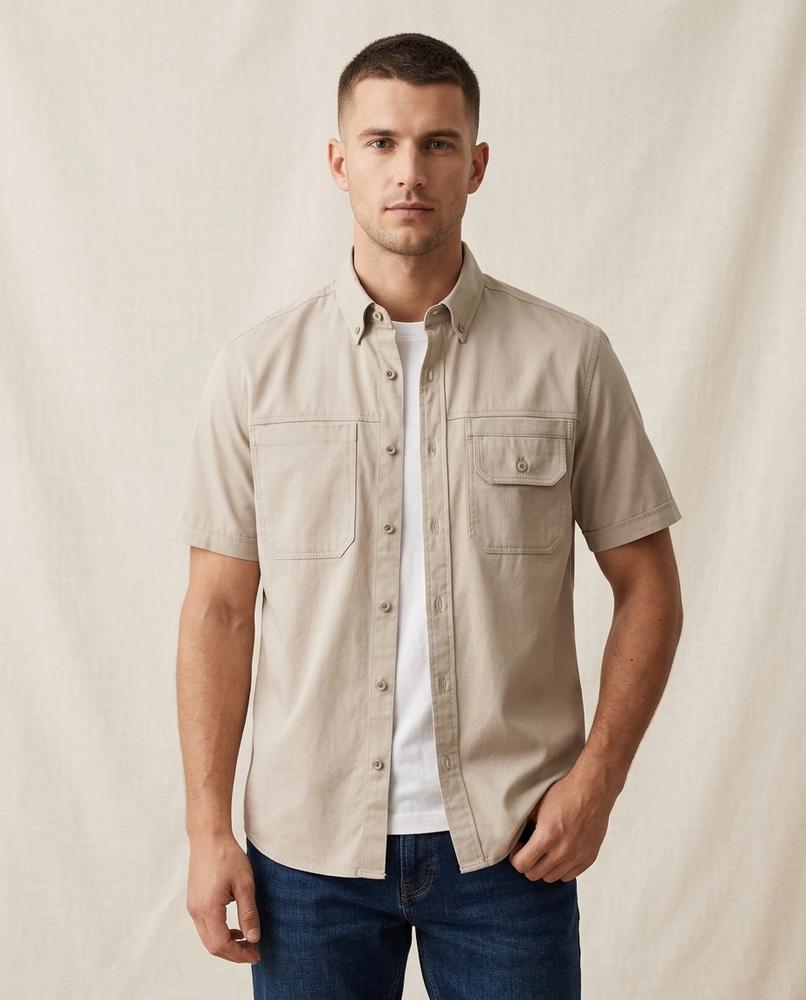 Lands Fashion - Kamer | Short-Sleeved Utility Shirt Men