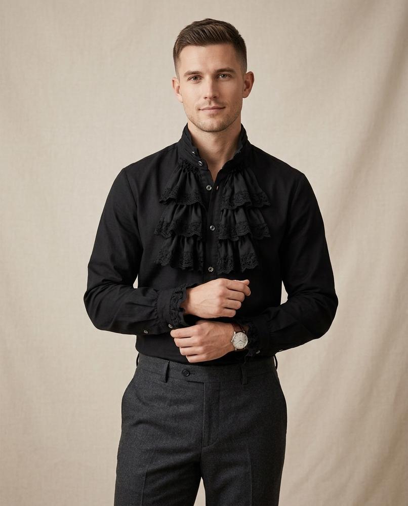 Lands Fashion - Yoram | Ruffled Stand-Collar Shirt Men