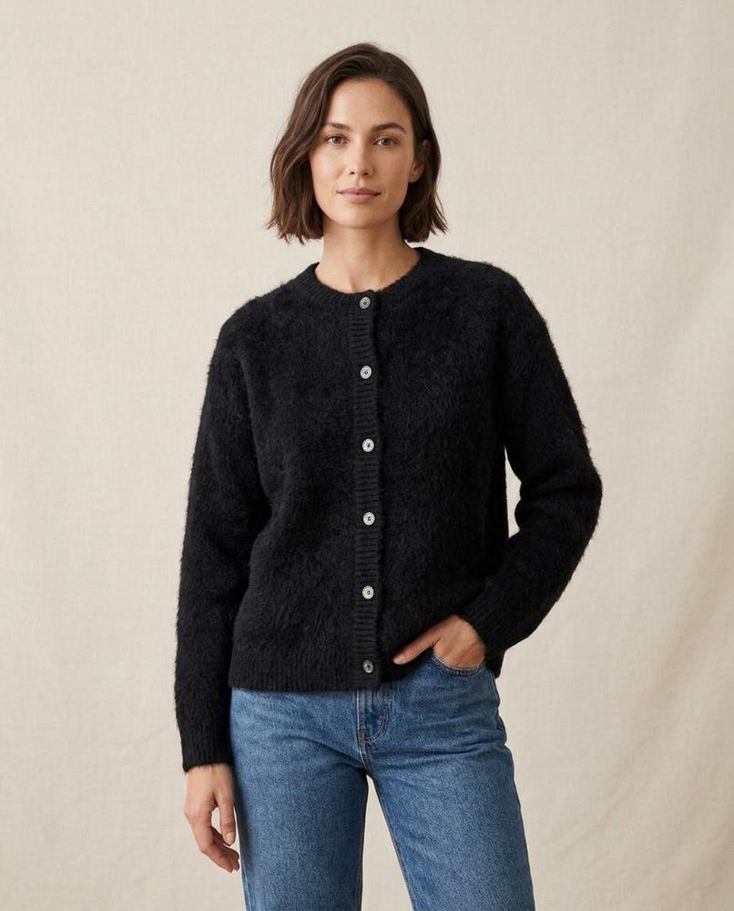 Lands Fashion - Daral | Fuzzy Button-Front Cardigan Women