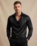 Lands Fashion - Lasin | Draped Satin-Finish Shirt Men