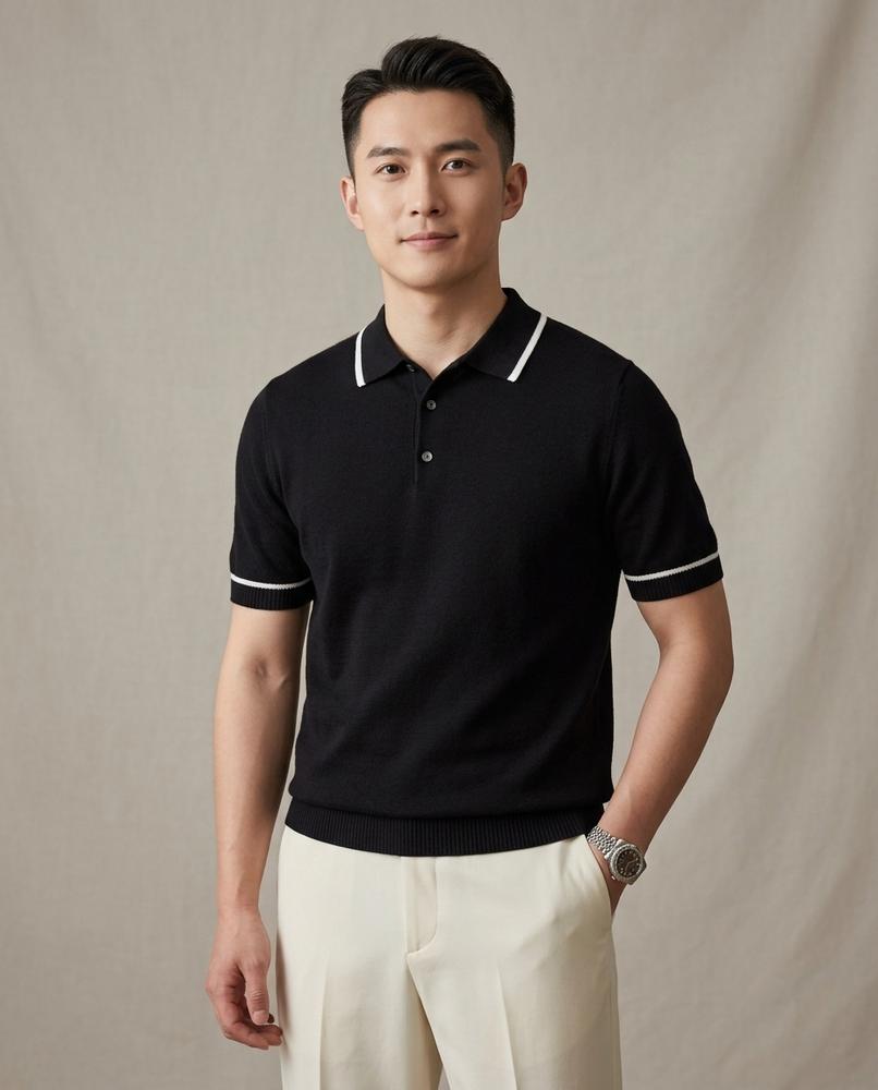 Lands Fashion - Allan | Knitted Contrast-Tipped Shirt Men