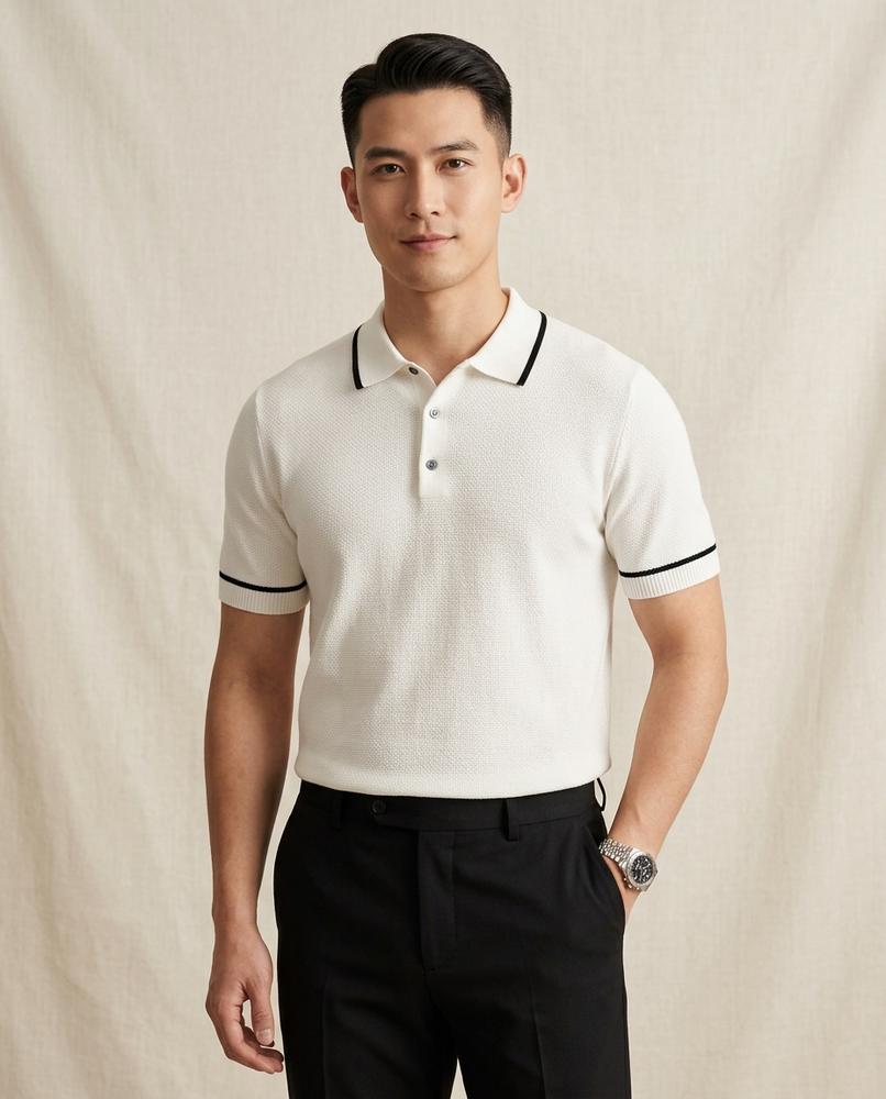 Lands Fashion - Allan | Knitted Contrast-Tipped Shirt Men