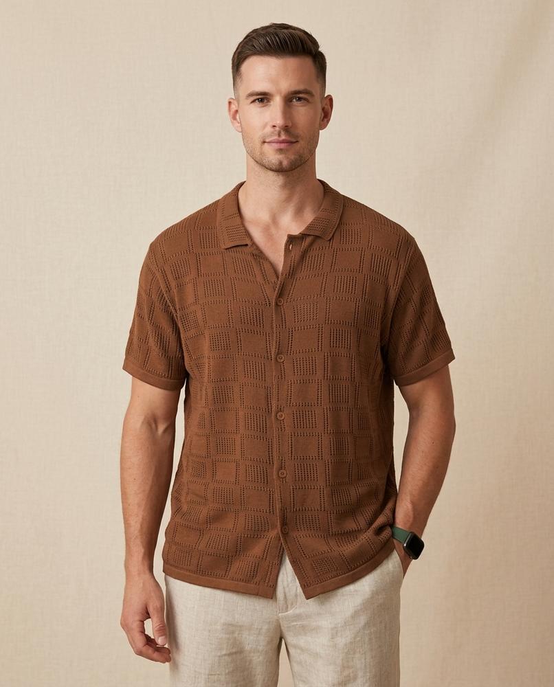Lands Fashion - Ninal | Textured Short-Sleeved Shirt Men