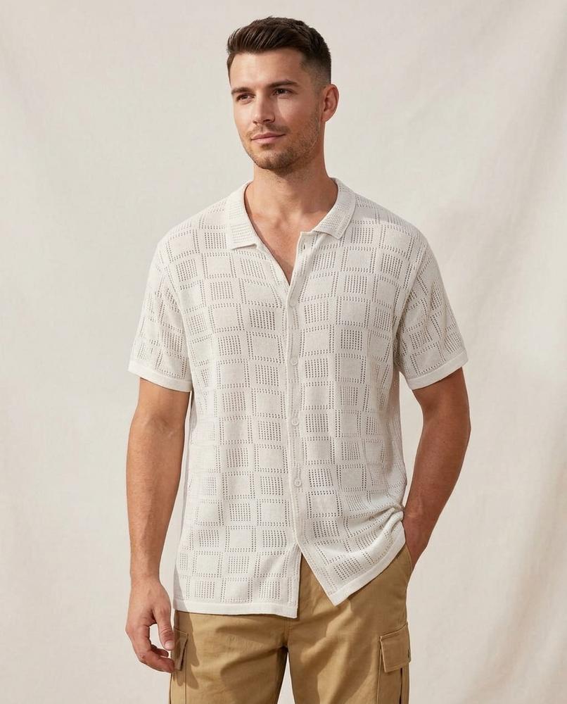 Lands Fashion - Ninal | Textured Short-Sleeved Shirt Men