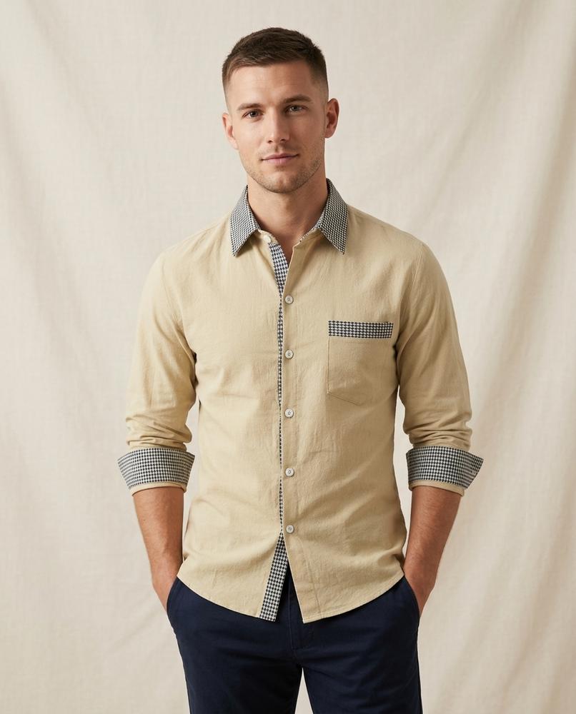 Lands Fashion - Ronor | Slim-Fit Contrast-Trim Shirt Men