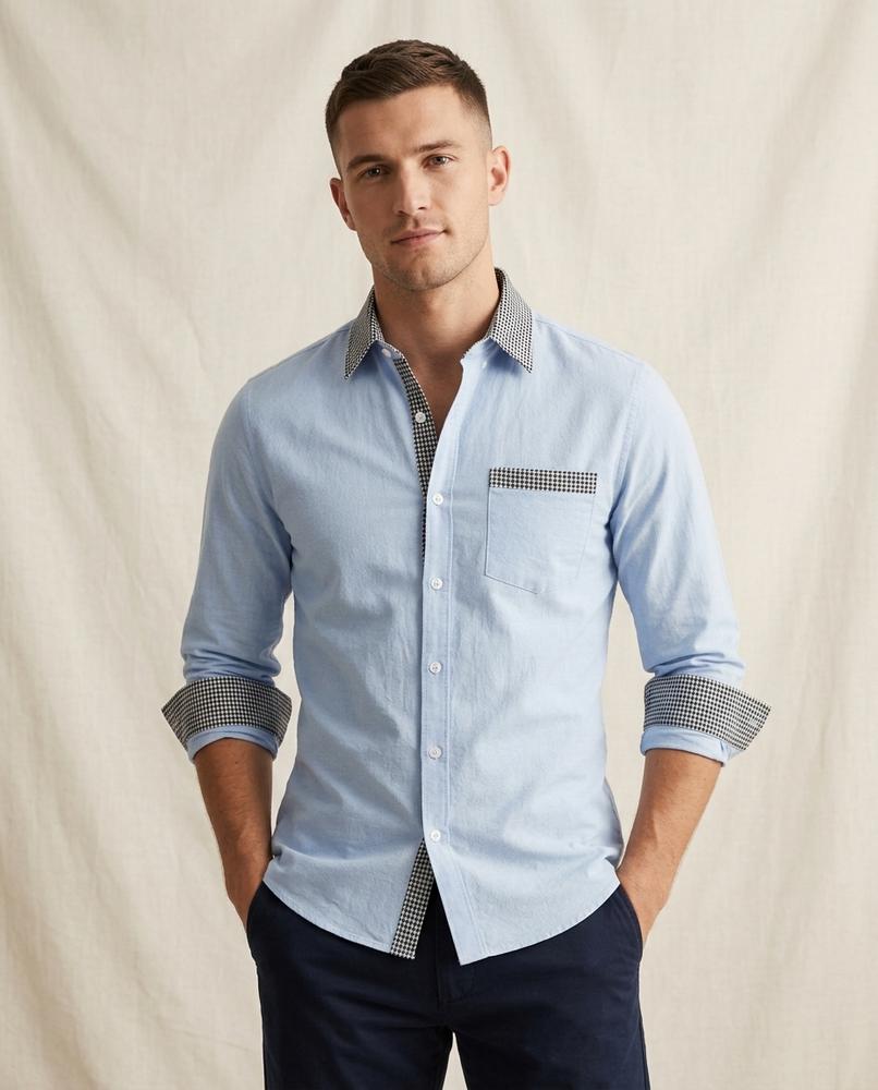 Lands Fashion - Ronor | Slim-Fit Contrast-Trim Shirt Men