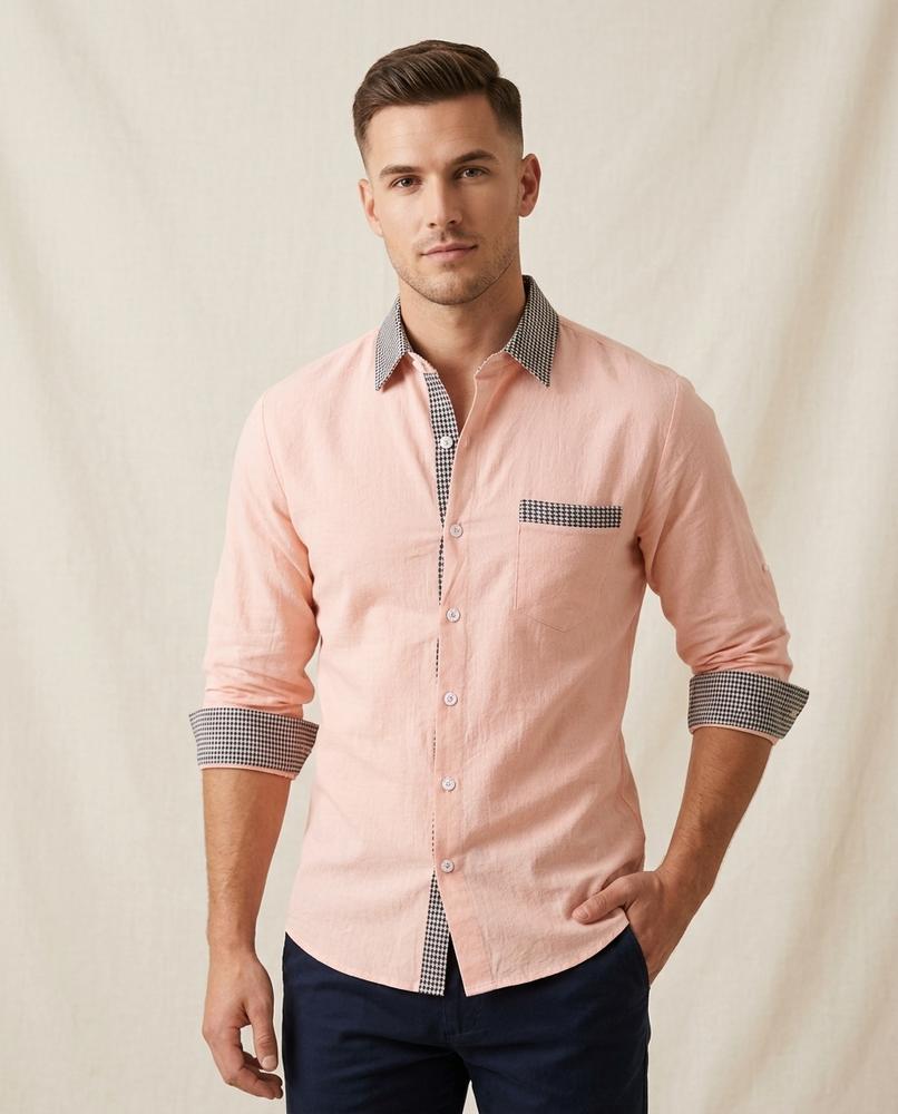 Lands Fashion - Ronor | Slim-Fit Contrast-Trim Shirt Men