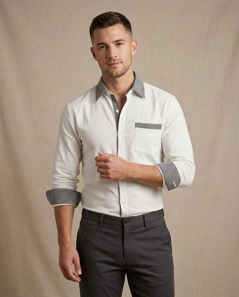 Lands Fashion - Ronor | Slim-Fit Contrast-Trim Shirt Men
