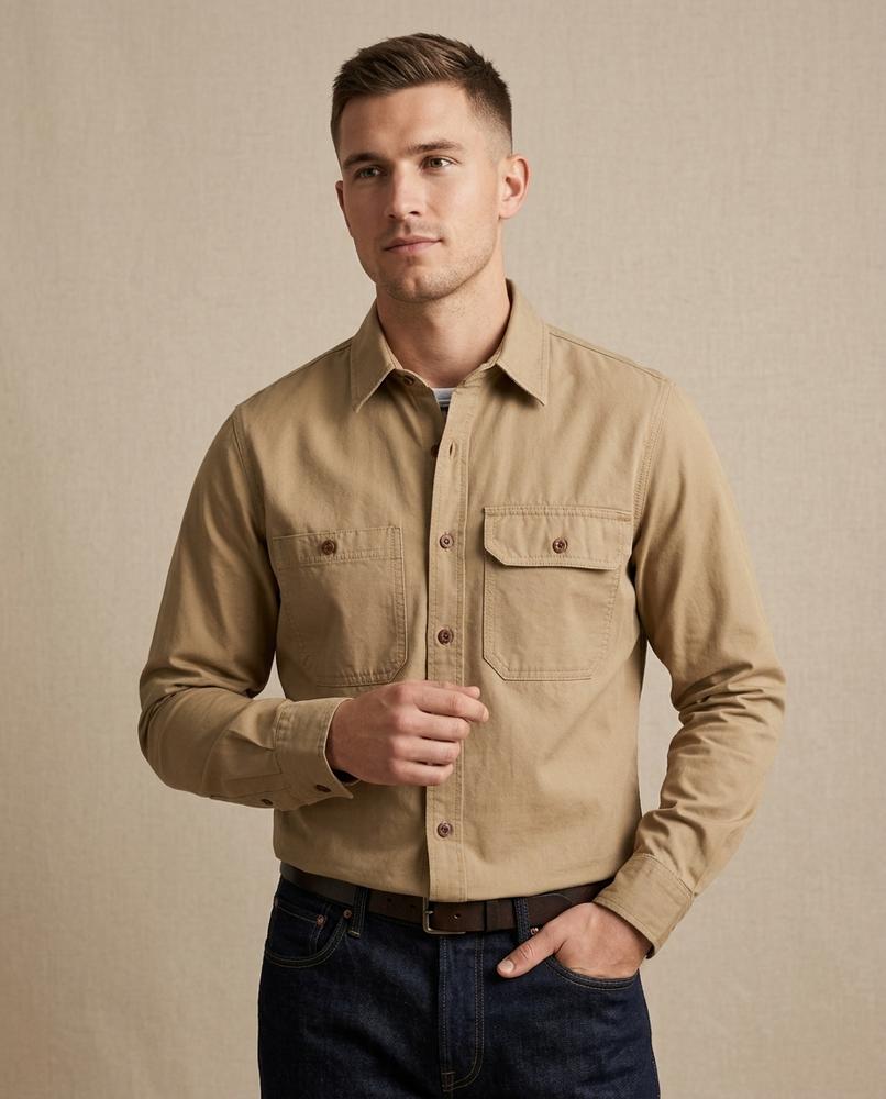 Lands Fashion - Selar | Button-Down Long-Sleeved Shirt Men