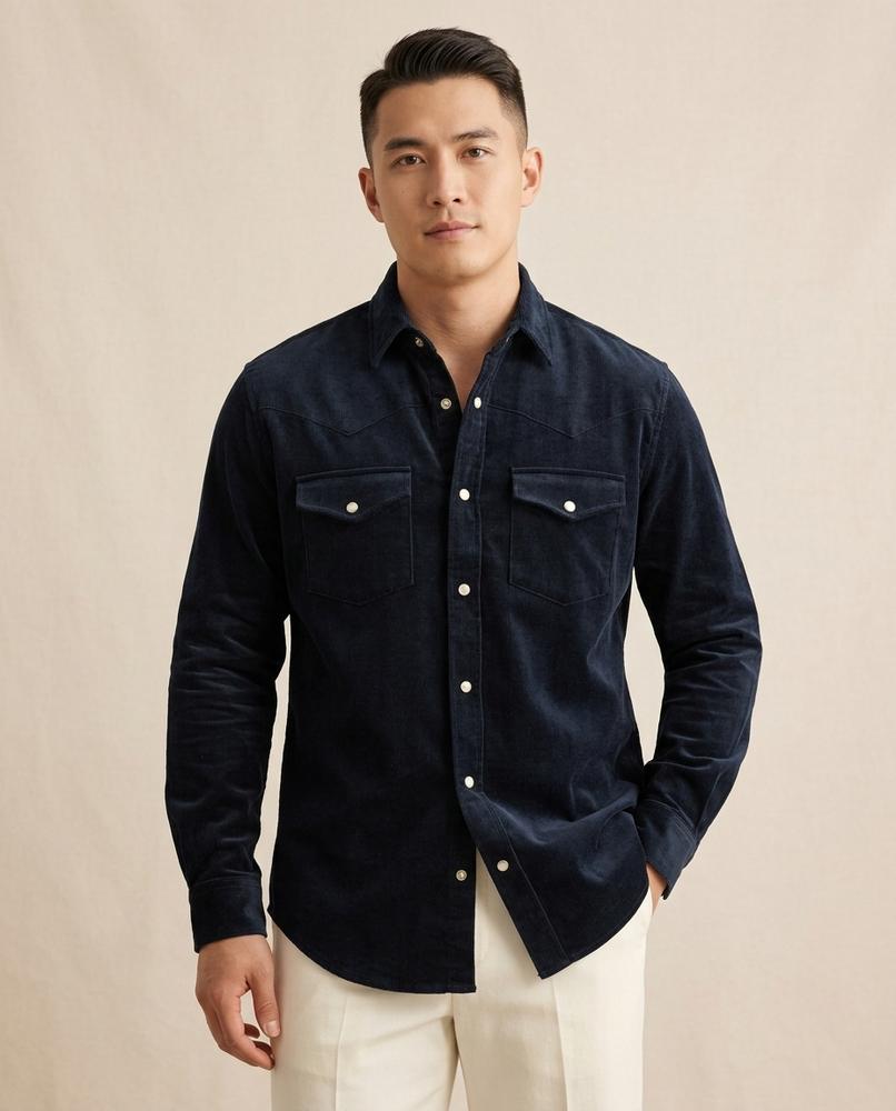 Lands Fashion - Caram | Corduroy Slim-Fit Shirt Men
