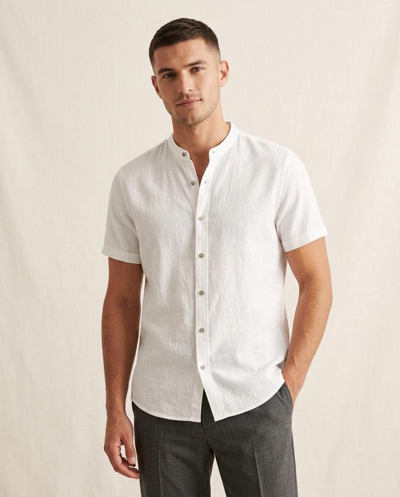 Lands Fashion - Neser | Band Collar Short-Sleeved Shirt Men