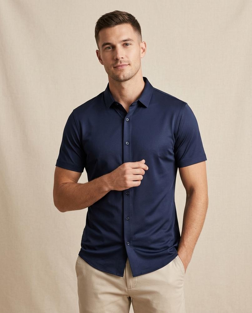 Lands Fashion - Lesol | Stretch Button-Up Shirt Men