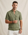 Lands Fashion - Talen | Linen-Blend Band-Collar Shirt Men