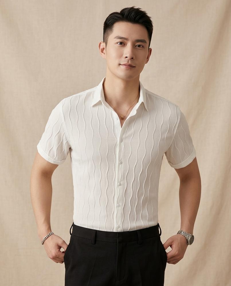 Lands Fashion - Vemin | Textured Slim Fit Shirt Men